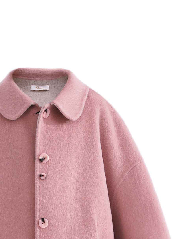 kids atelier tulleen Pink Wool Coat with Peter Pan Collar
