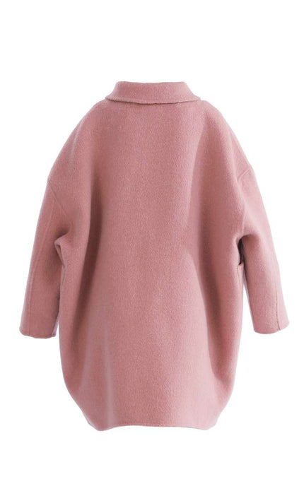 kids atelier tulleen Pink Wool Coat with Peter Pan Collar