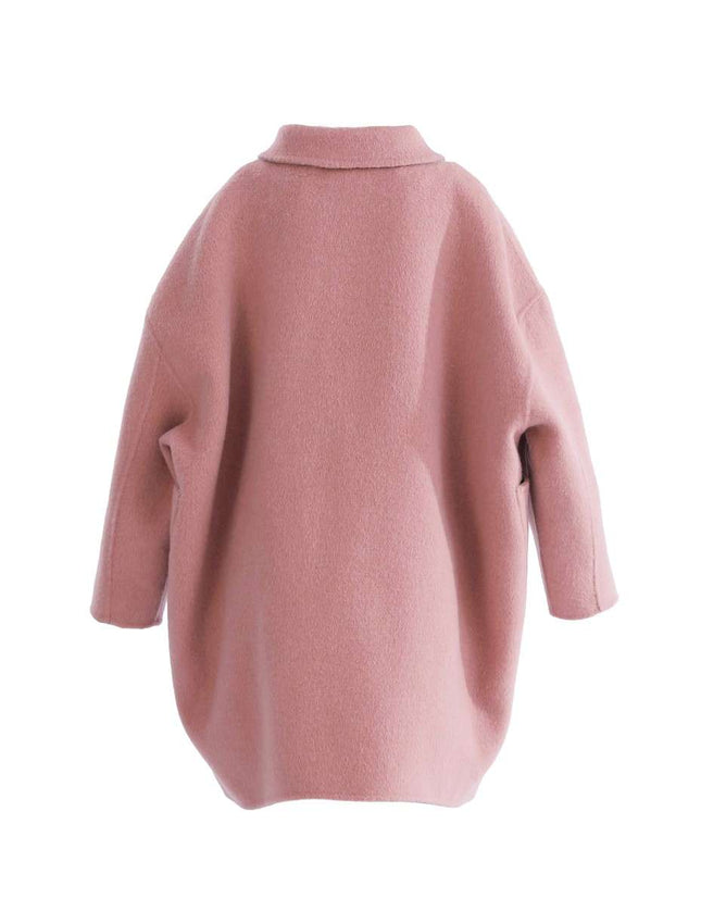kids atelier tulleen Pink Wool Coat with Peter Pan Collar