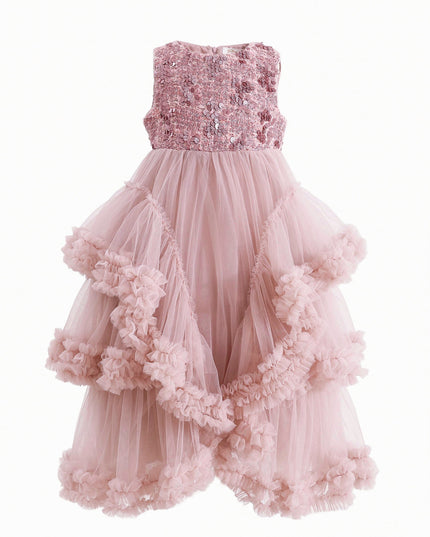 kids atelier tulleen Pink Sequin & Cascading Tulle Gown