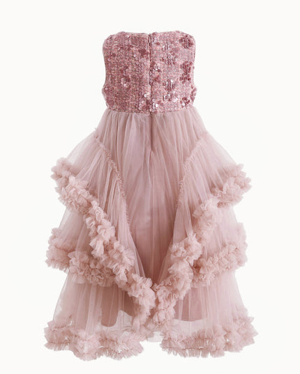 kids atelier tulleen Pink Sequin & Cascading Tulle Gown