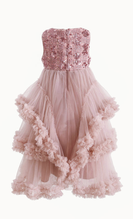 kids atelier tulleen Pink Sequin & Cascading Tulle Gown