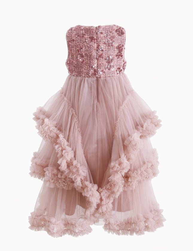 kids atelier tulleen Pink Sequin & Cascading Tulle Gown