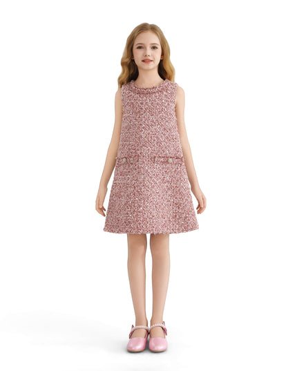 kids atelier tulleen Pink Tweed Sequin Shift Dress