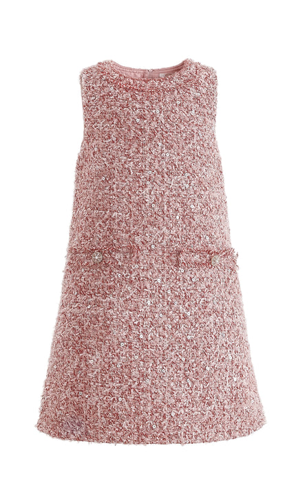 kids atelier tulleen Pink Tweed Sequin Shift Dress