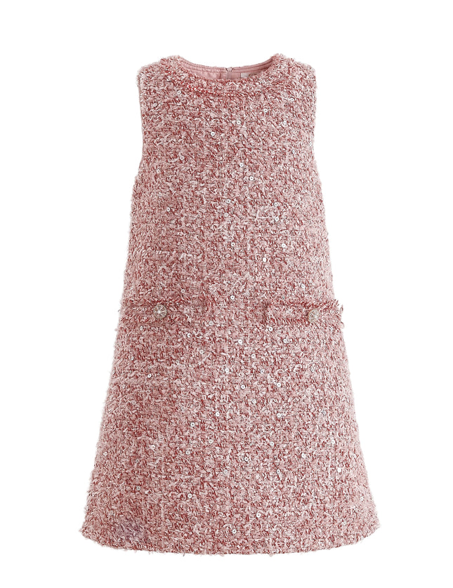 kids atelier tulleen Pink Tweed Sequin Shift Dress