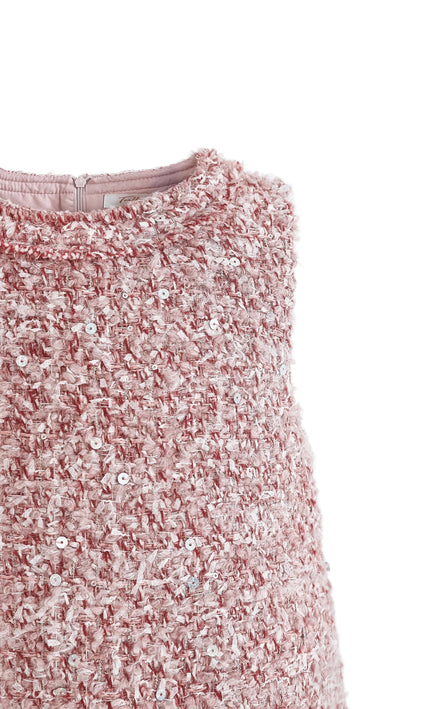 kids atelier tulleen Pink Tweed Sequin Shift Dress