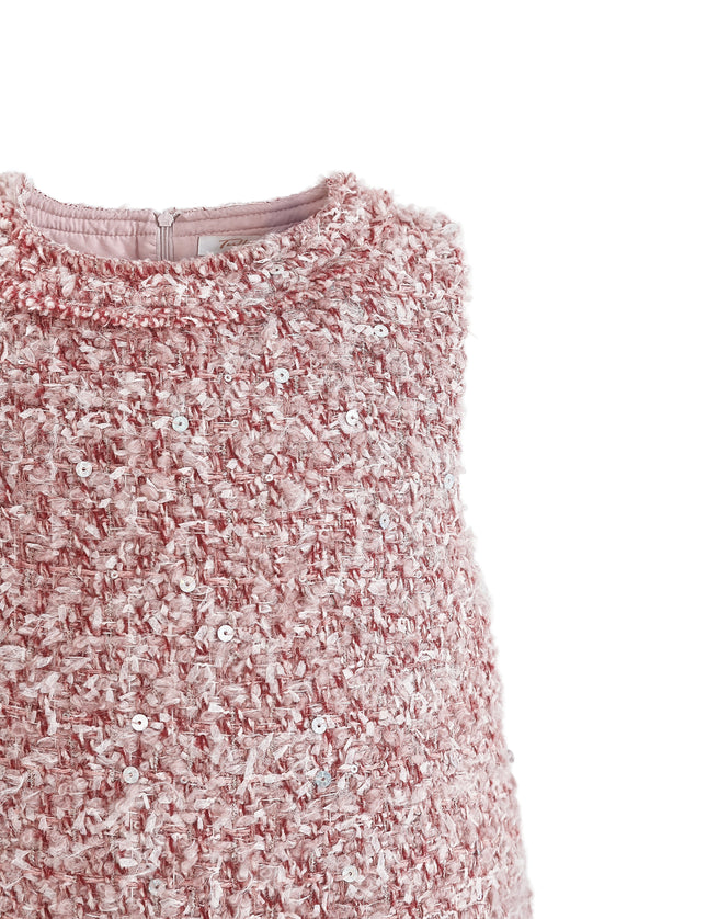 kids atelier tulleen Pink Tweed Sequin Shift Dress