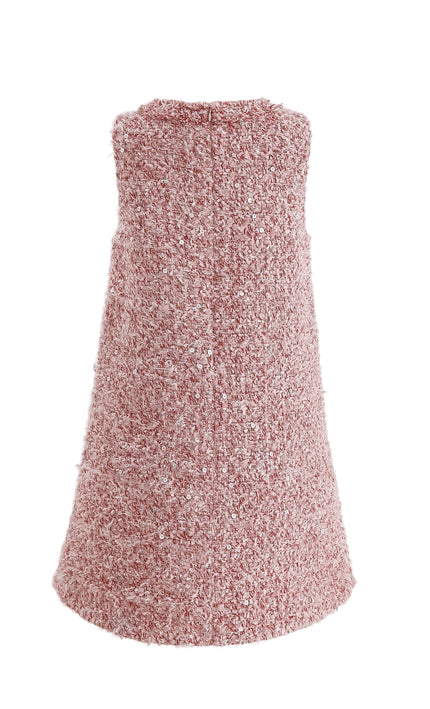 kids atelier tulleen Pink Tweed Sequin Shift Dress