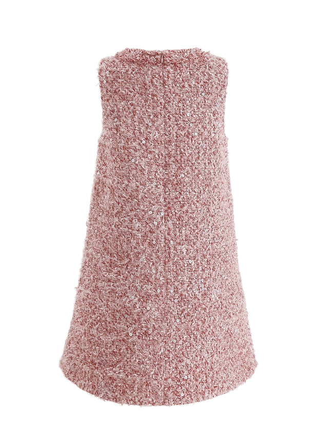 kids atelier tulleen Pink Tweed Sequin Shift Dress