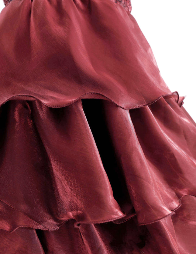 kids atelier tulleen Red Sequin & Tiered Organza Dress