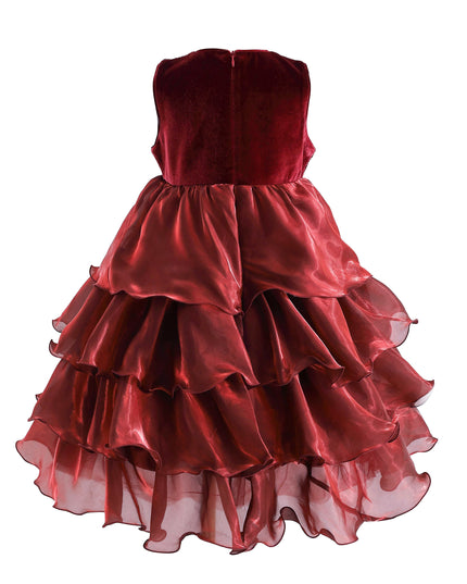kids atelier tulleen Red Sequin & Tiered Organza Dress