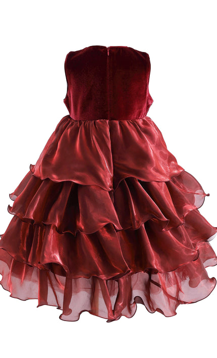 kids atelier tulleen Red Sequin & Tiered Organza Dress