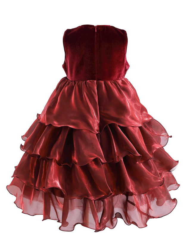 kids atelier tulleen Red Sequin & Tiered Organza Dress