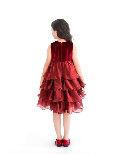 kids atelier tulleen Red Sequin & Tiered Organza Dress