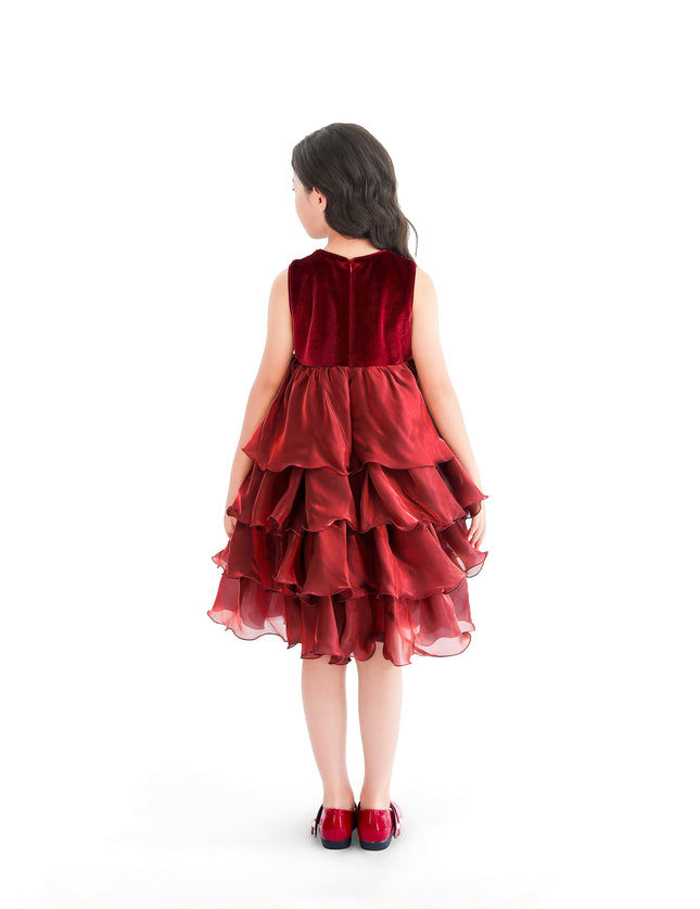 kids atelier tulleen Red Sequin & Tiered Organza Dress
