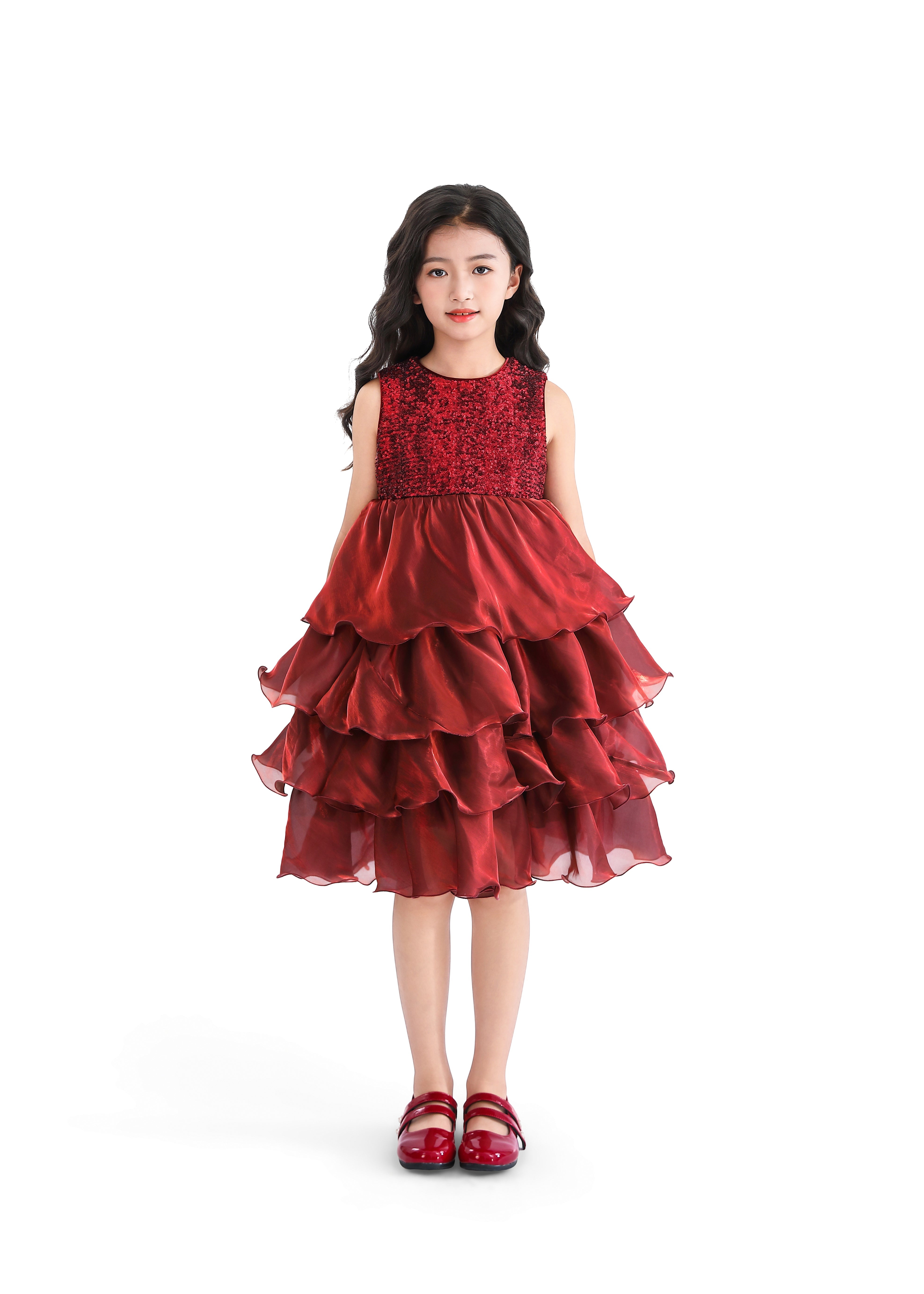 Red Sequin & Tiered Organza Dress Red Sequin & Tiered Organza Dress