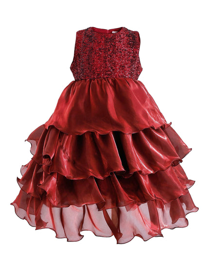 kids atelier tulleen Red Sequin & Tiered Organza Dress
