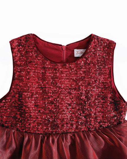 kids atelier tulleen Red Sequin & Tiered Organza Dress