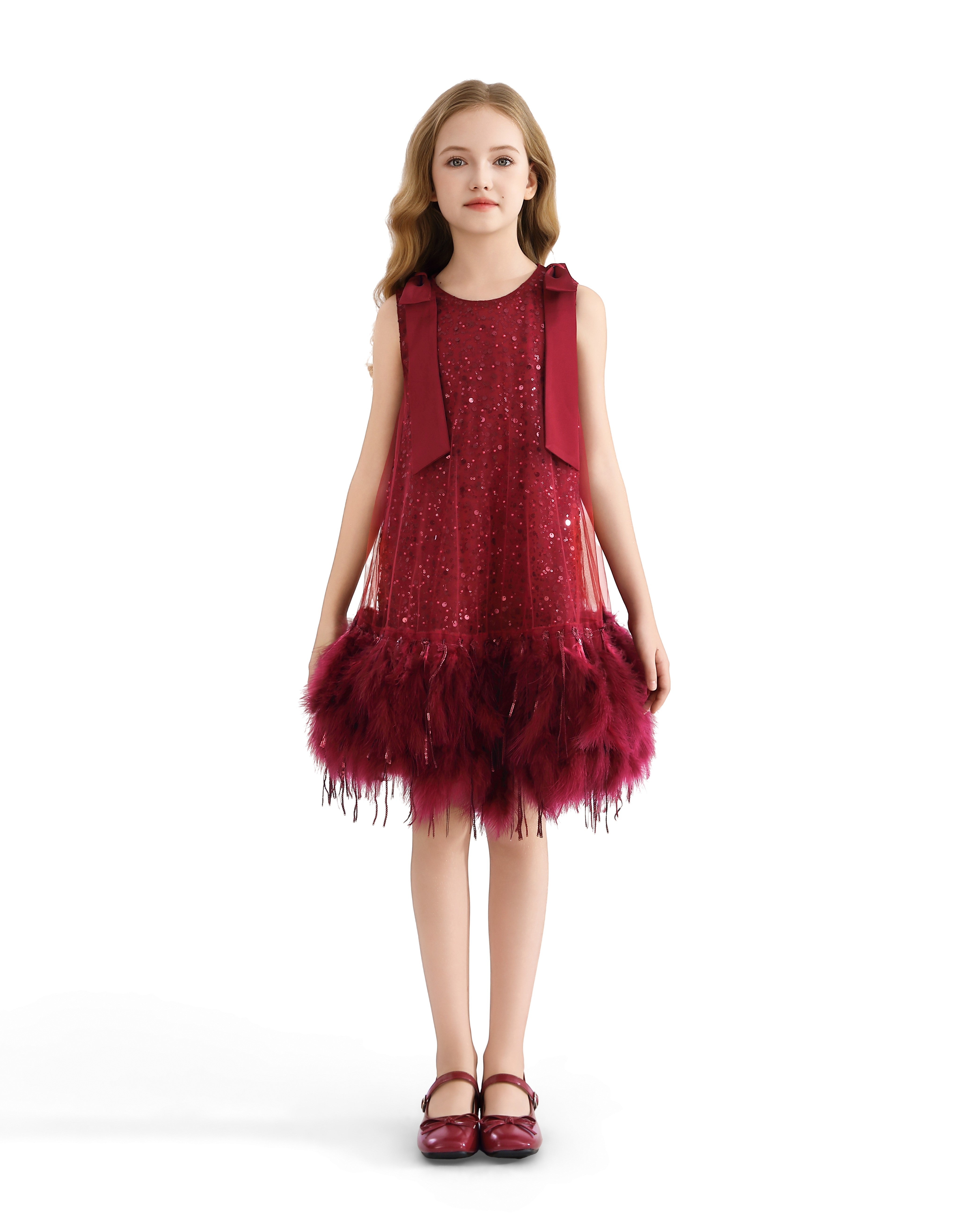 Red Sequin Feather Dress 5Y/6Y / Red Red Sequin Feather Dress 5Y/6Y / Red