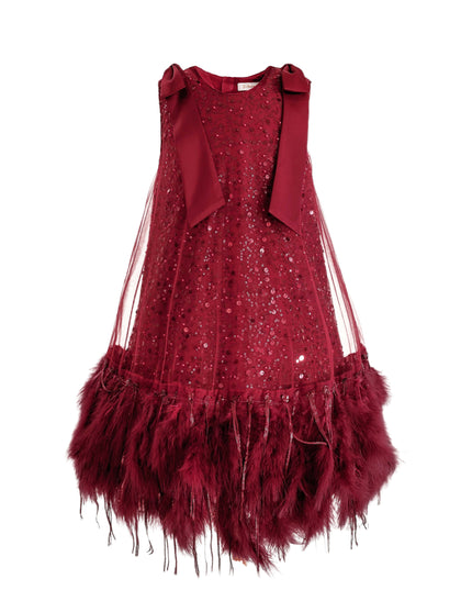 kids atelier tulleen Red Sequin Feather Dress