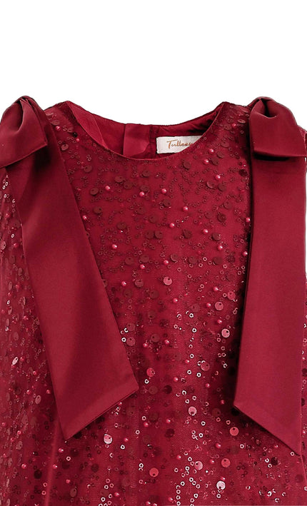 kids atelier tulleen Red Sequin Feather Dress