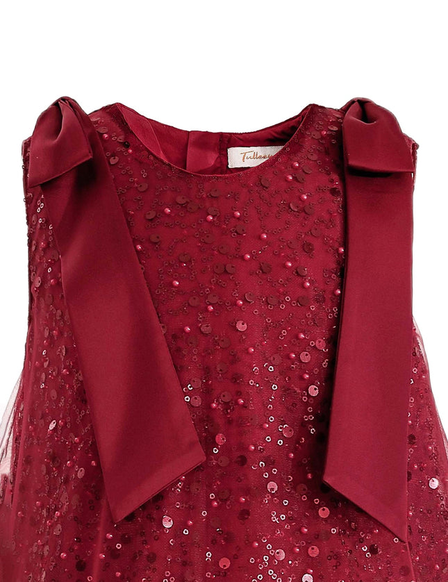 kids atelier tulleen Red Sequin Feather Dress