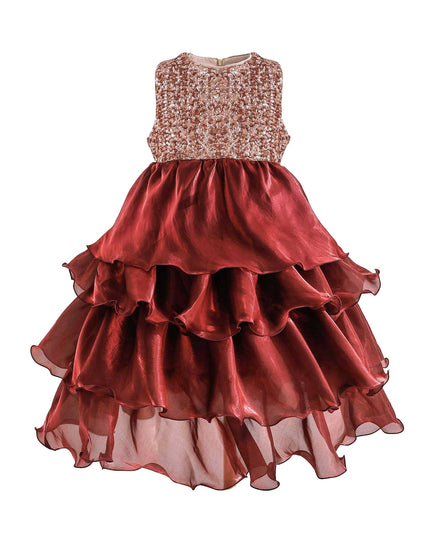 kids atelier tulleen Red Tiered Satin Party Dress