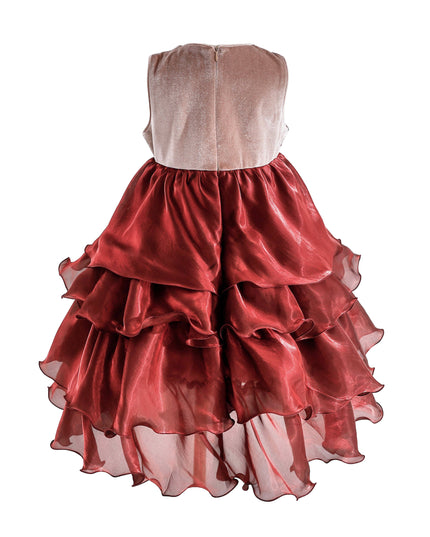 kids atelier tulleen Red Tiered Satin Party Dress