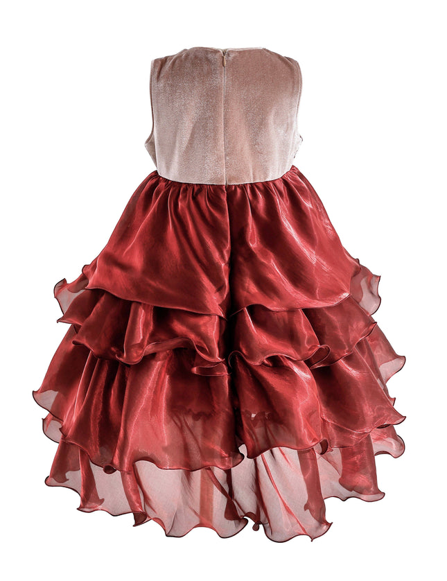 kids atelier tulleen Red Tiered Satin Party Dress