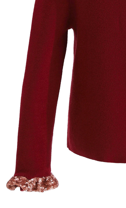 kids atelier tulleen Ruby Red Ruffle-Knit Sweater