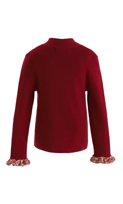 kids atelier tulleen Ruby Red Ruffle-Knit Sweater