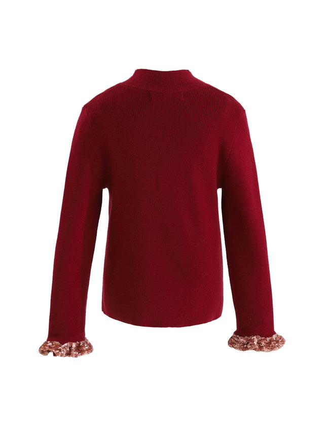 kids atelier tulleen Ruby Red Ruffle-Knit Sweater