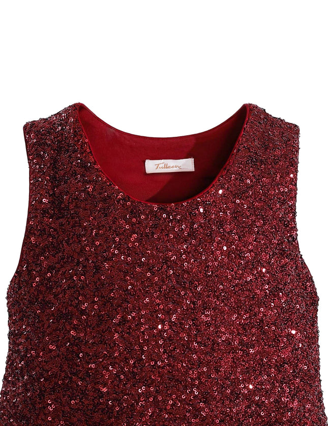 kids atelier tulleen Red Sequin Feather-Trim Set