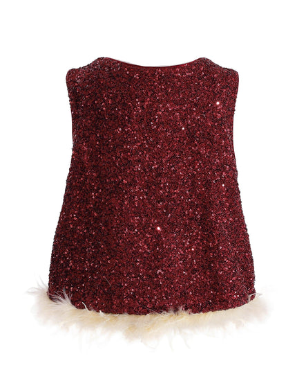 kids atelier tulleen Red Sequin Feather-Trim Set