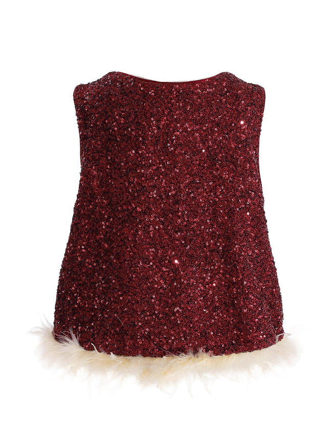kids atelier tulleen Red Sequin Feather-Trim Set