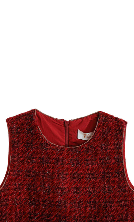 kids atelier tulleen Red Tweed & Tulle Ruffle Dress