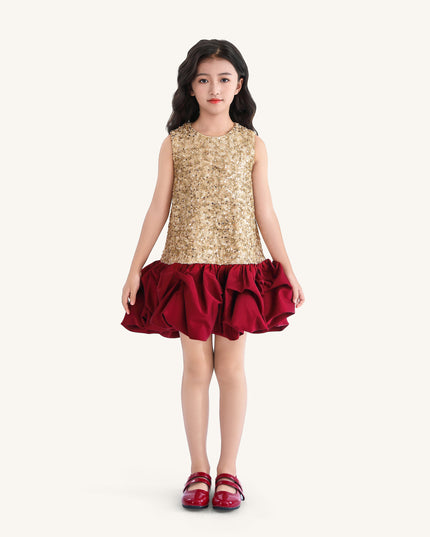 kids atelier tulleen Crimson Ruffles & Golden Gleam