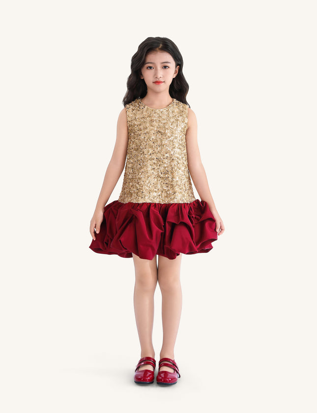 kids atelier tulleen Crimson Ruffles & Golden Gleam