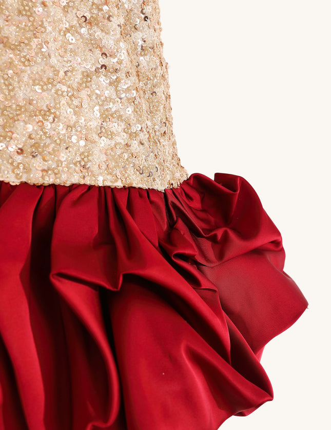 kids atelier tulleen Crimson Ruffles & Golden Gleam