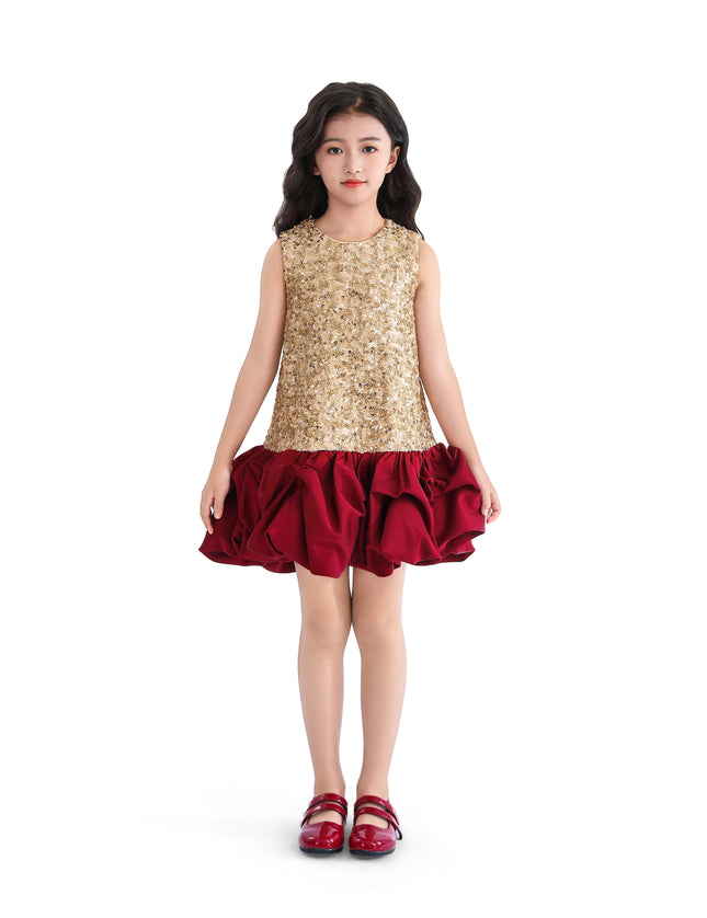 kids atelier tulleen Crimson Ruffles & Golden Gleam