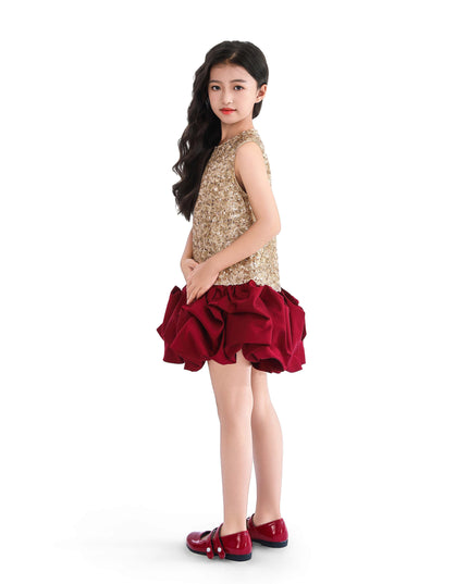 kids atelier tulleen Crimson Ruffles & Golden Gleam