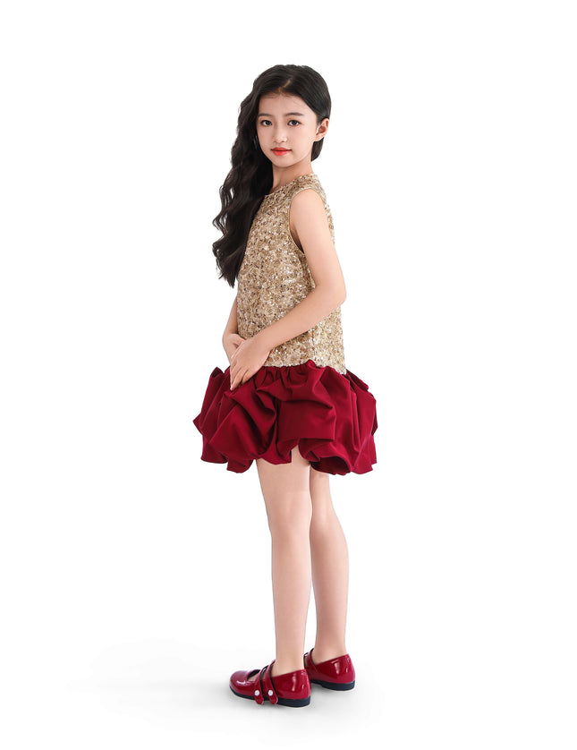 kids atelier tulleen Crimson Ruffles & Golden Gleam