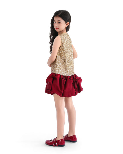 kids atelier tulleen Crimson Ruffles & Golden Gleam