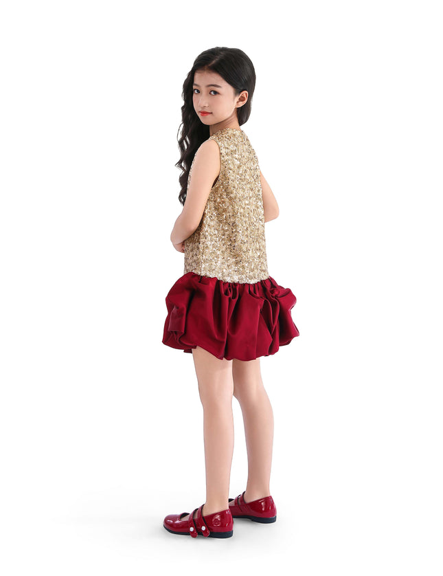 kids atelier tulleen Crimson Ruffles & Golden Gleam