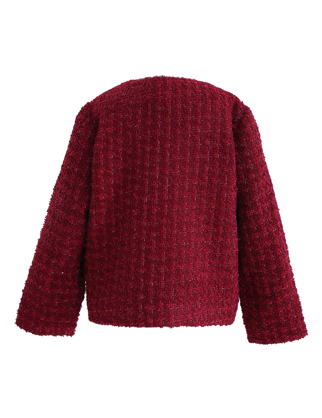 kids atelier tulleen Red Tweed Button-Up Jacket