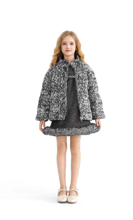 kids atelier tulleen Black Glitter Puffer Jacket