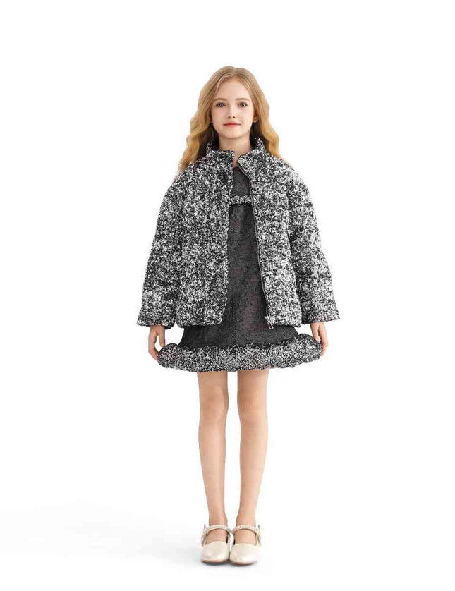 kids atelier tulleen Black Glitter Puffer Jacket