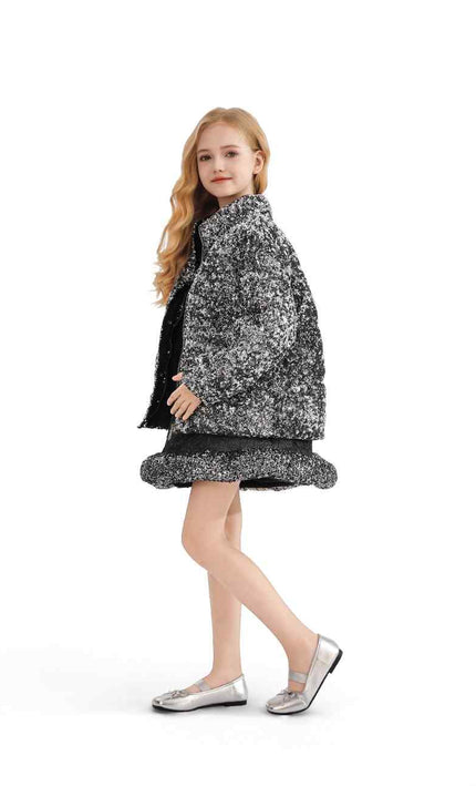 kids atelier tulleen Black Glitter Puffer Jacket