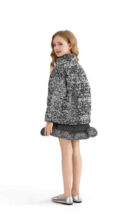 kids atelier tulleen Black Glitter Puffer Jacket
